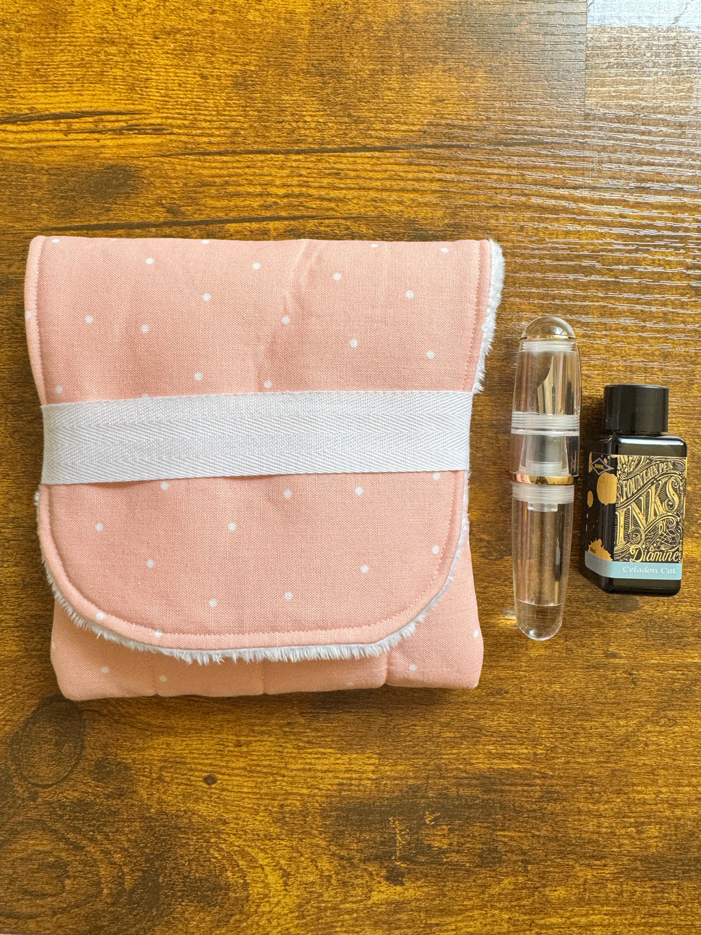 The Mini-Blush Skies, Handmade mini fountain pen pouch