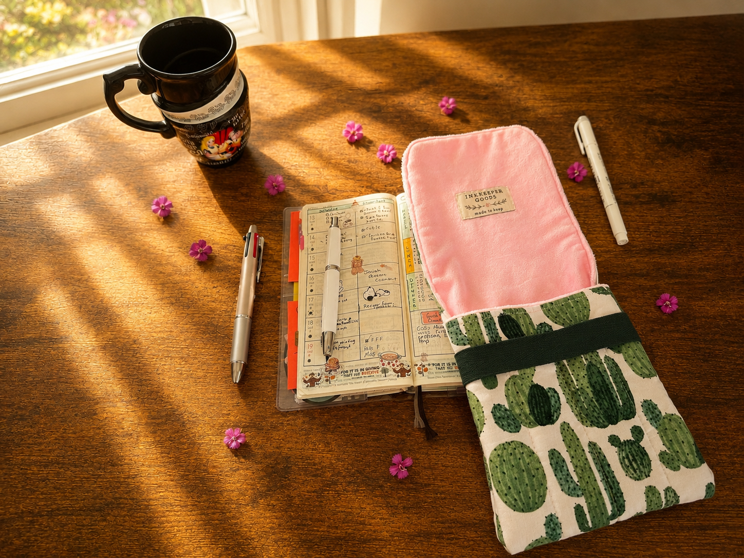 Watercolor Cactus Handmade Fountain Pen Case/Stationary Holder