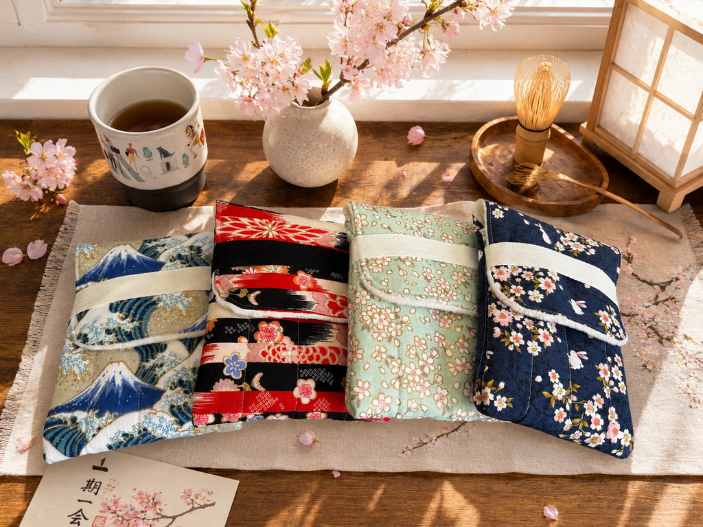 🌸 Plum Sakura Bloom Fountain Pen Case/ Japanese Cherry Blossom/Handmade Journaling & Stationery Holder