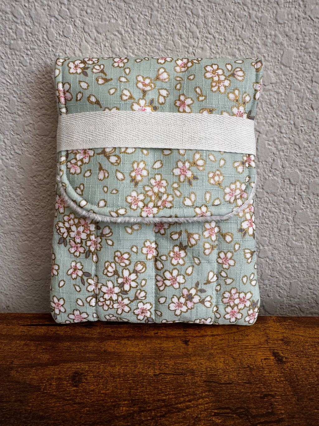 🌸Sakura Morning : Japanese Cotton, mint and pink  Floral, Pen Case