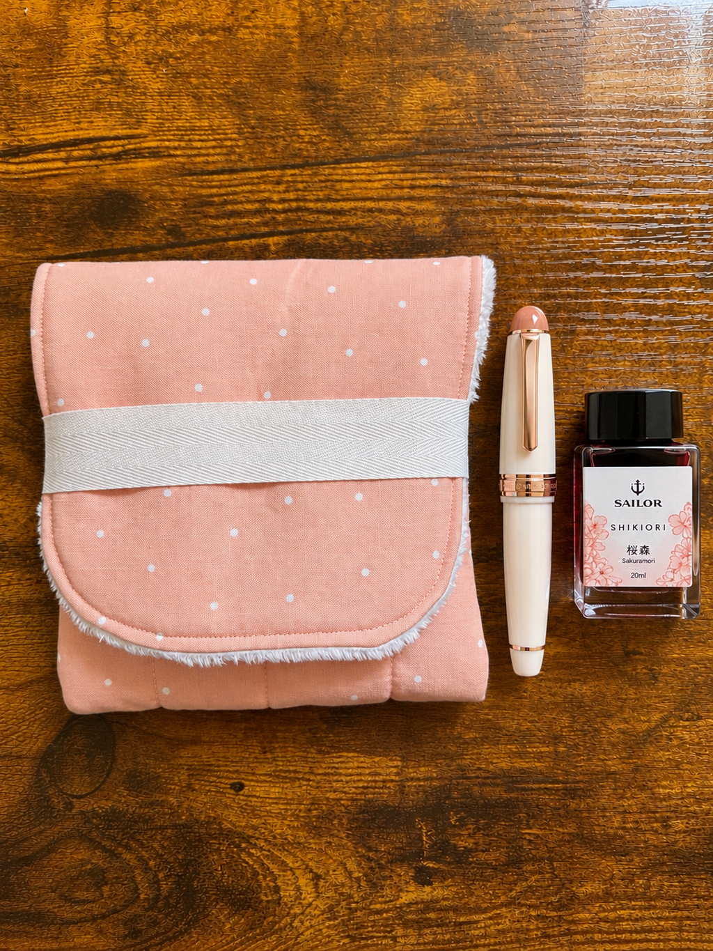 The Mini-Blush Skies, Handmade mini fountain pen pouch