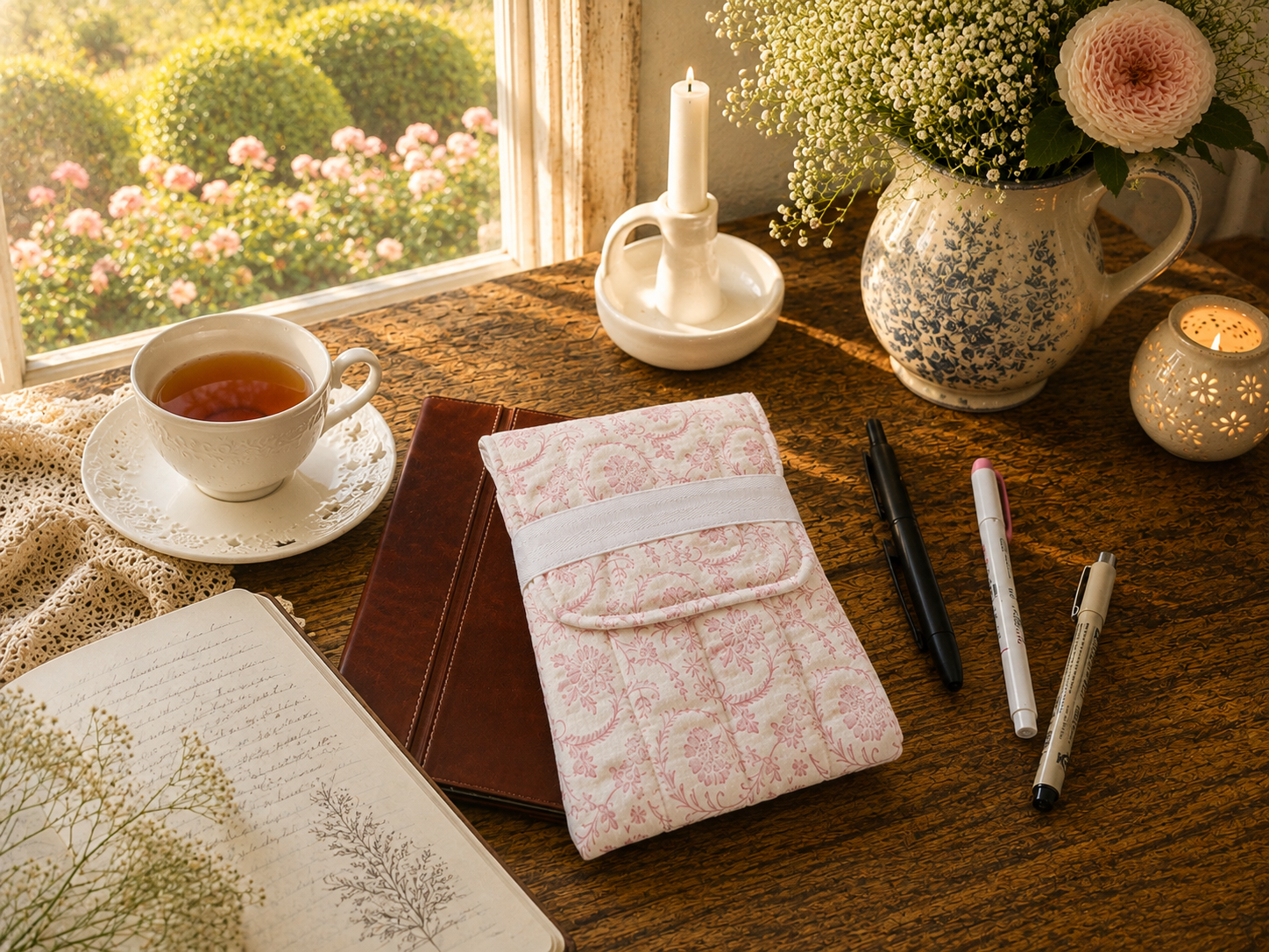 🌸 BlushEnglish Toile Pen Case
