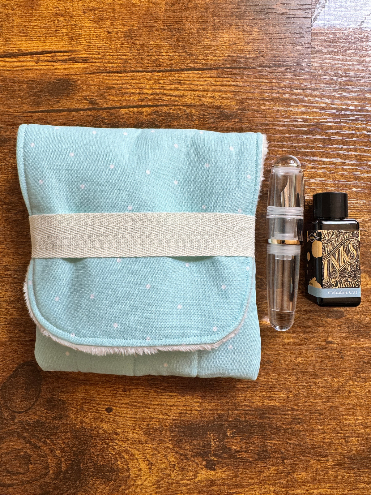 The Mini-Blue Skies , Handmade mini fountain pen pouch