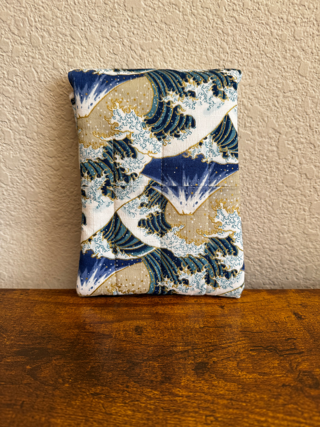 🌊 Wave Pen Pouch: Japanese Dobby Cotton, Navy Floral Writer Case