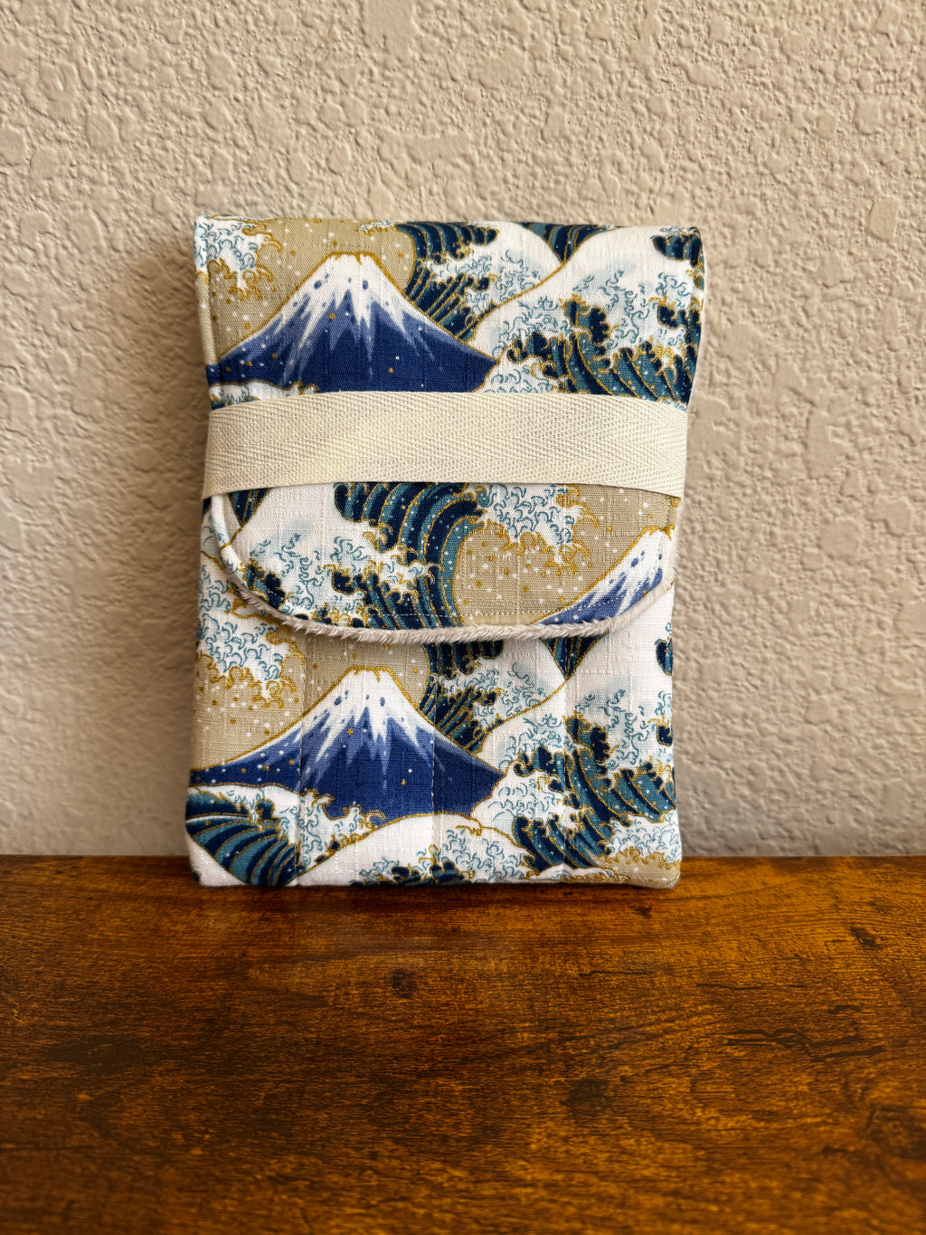 🌊 Wave Pen Pouch: Japanese Dobby Cotton, Navy Floral Writer Case