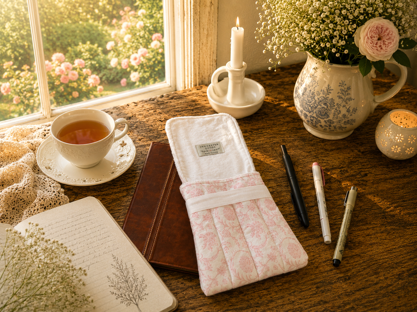 🌸 BlushEnglish Toile Pen Case