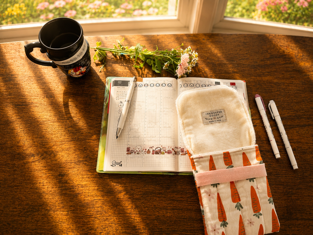 Carrot Garden Fountain Pen Case/Handmade Writer's Pen Case/Stationary Holder