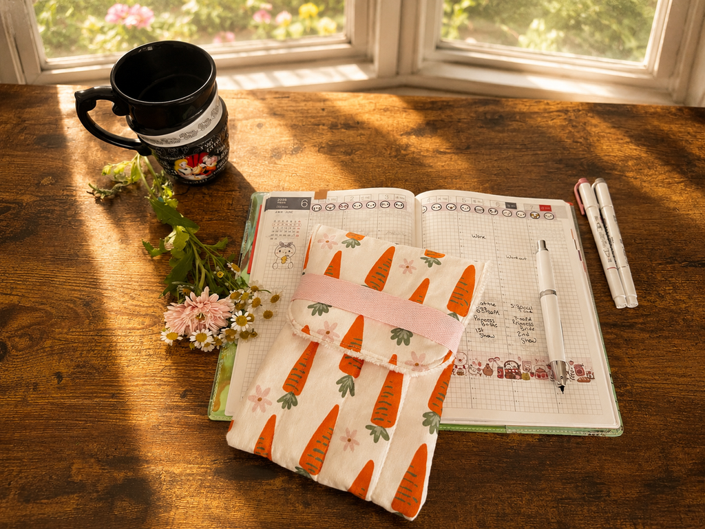 Carrot Garden Fountain Pen Case/Handmade Writer's Pen Case/Stationary Holder