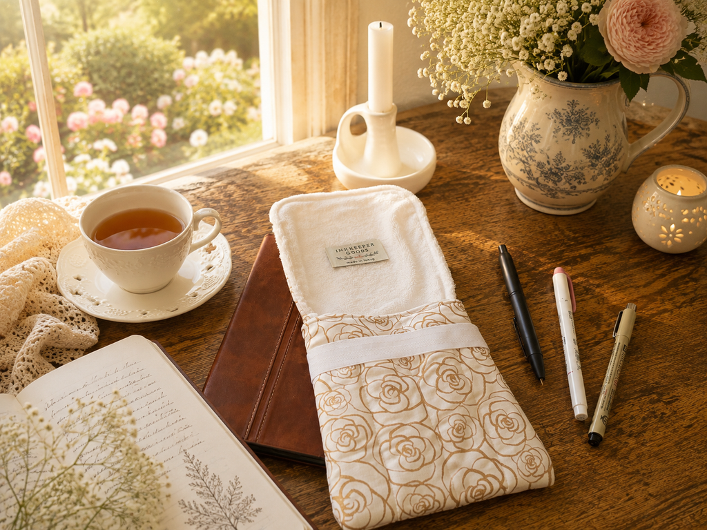 🌹Ivory Rose Garden Pen Case