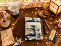 🌊 Wave Pen Pouch: Japanese Dobby Cotton, Navy Floral Writer Case