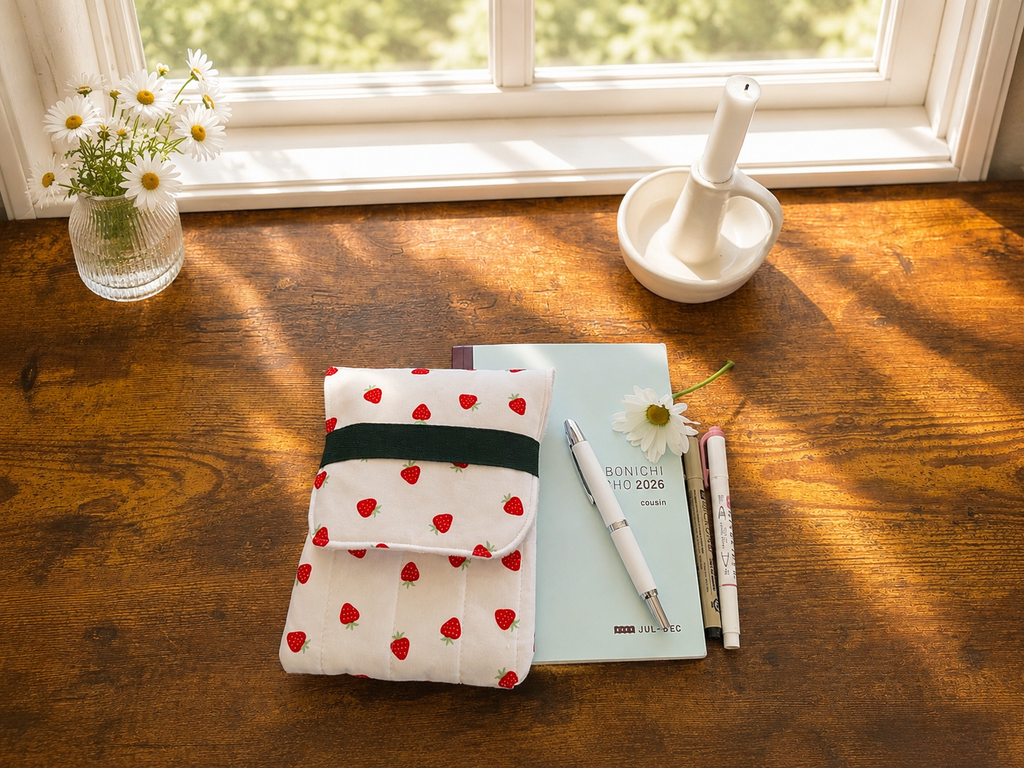 Strawberry Fountain Pen Case/Handmade Writer's Pen Case/Stationary Holder